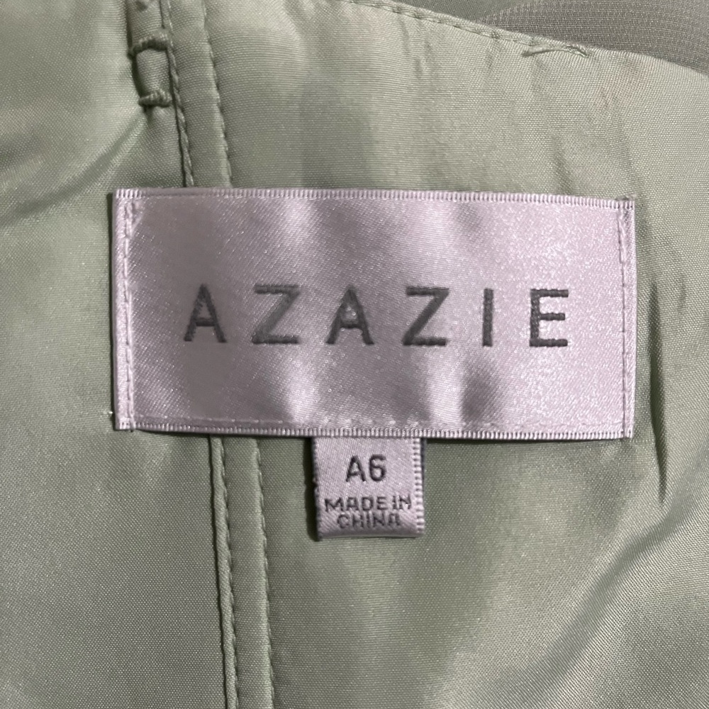 Azazie Sage Green with Lace Maxi Dress - Picture 5 of 8